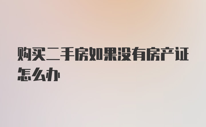 购买二手房如果没有房产证怎么办