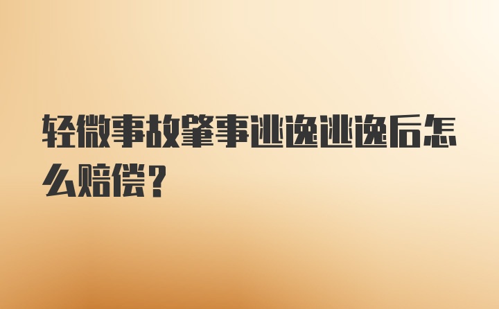 轻微事故肇事逃逸逃逸后怎么赔偿？