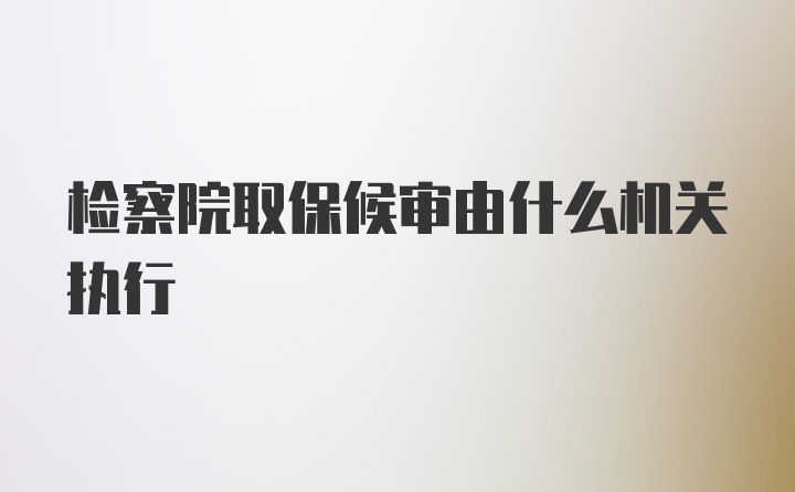 检察院取保候审由什么机关执行