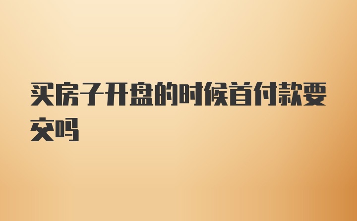 买房子开盘的时候首付款要交吗