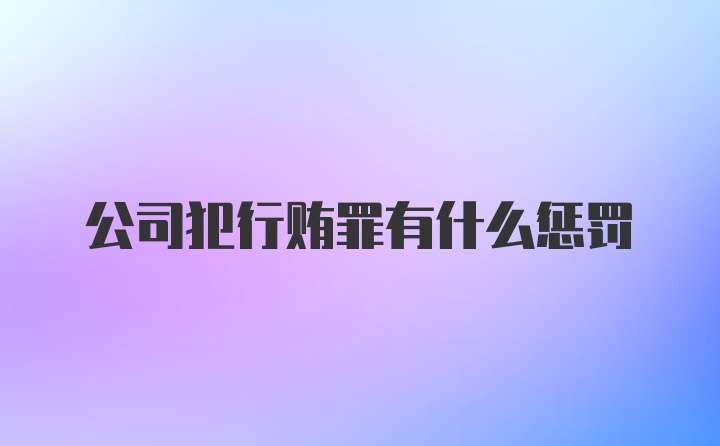 公司犯行贿罪有什么惩罚