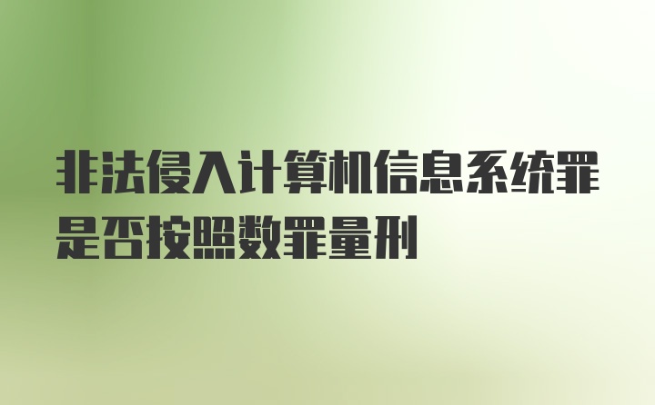 非法侵入计算机信息系统罪是否按照数罪量刑