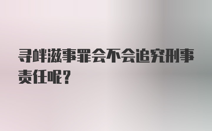 寻衅滋事罪会不会追究刑事责任呢？