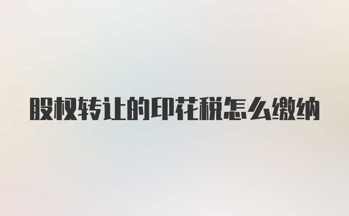 股权转让的印花税怎么缴纳