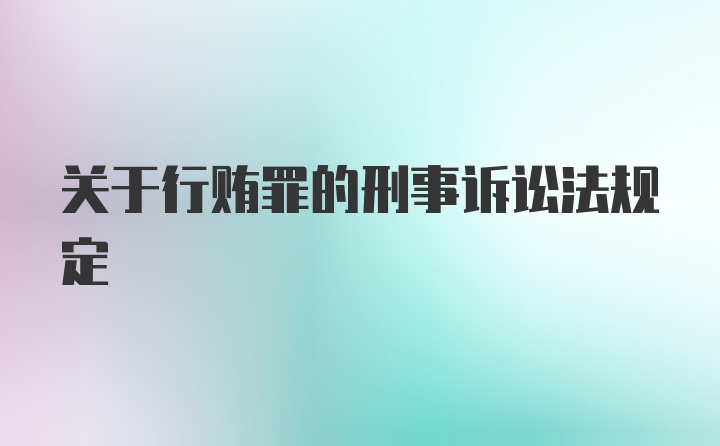 关于行贿罪的刑事诉讼法规定