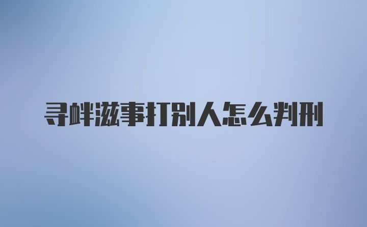 寻衅滋事打别人怎么判刑