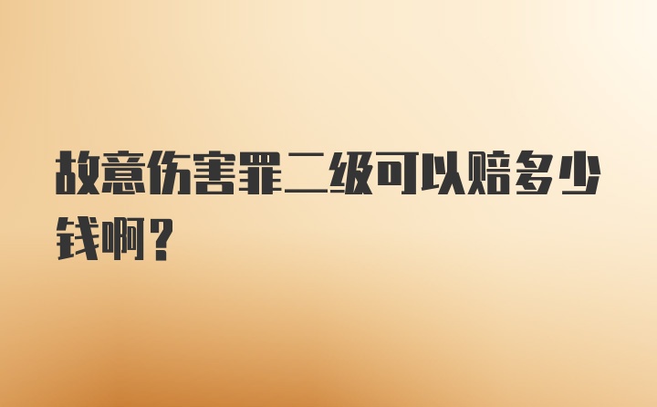 故意伤害罪二级可以赔多少钱啊？