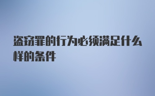 盗窃罪的行为必须满足什么样的条件