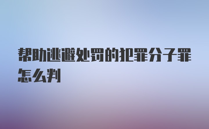 帮助逃避处罚的犯罪分子罪怎么判