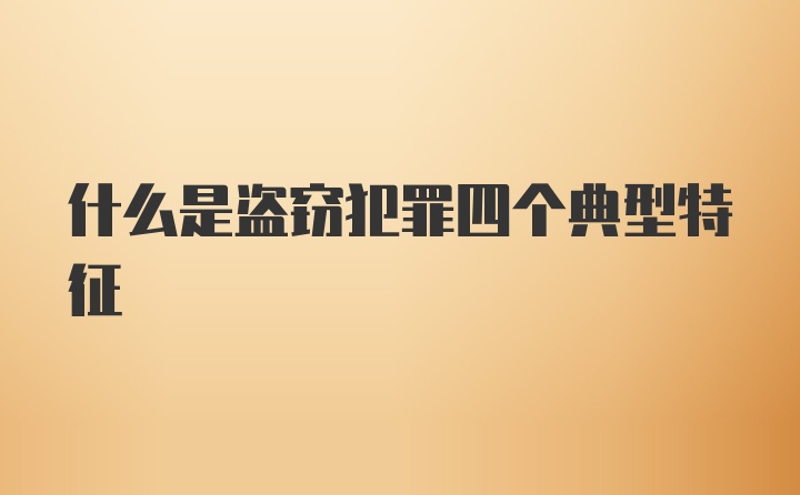 什么是盗窃犯罪四个典型特征