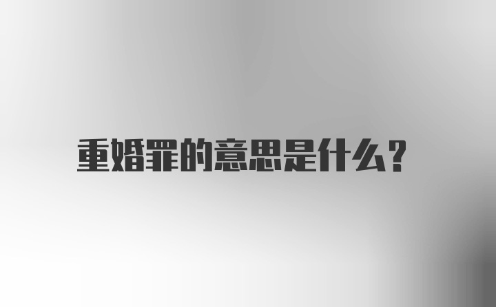 重婚罪的意思是什么？