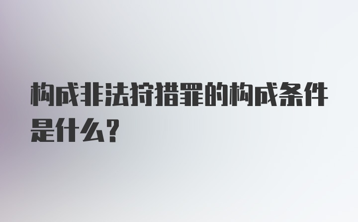 构成非法狩猎罪的构成条件是什么？