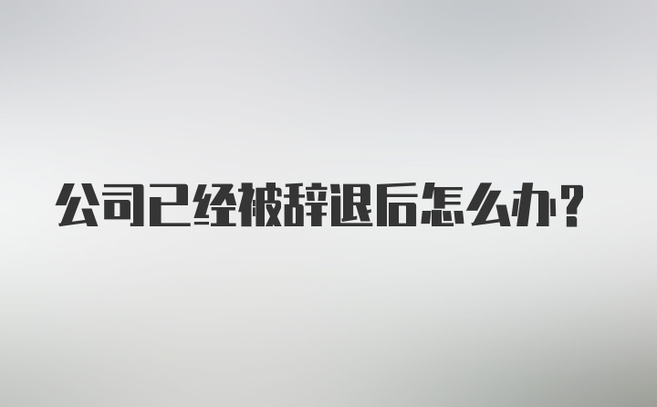 公司已经被辞退后怎么办？