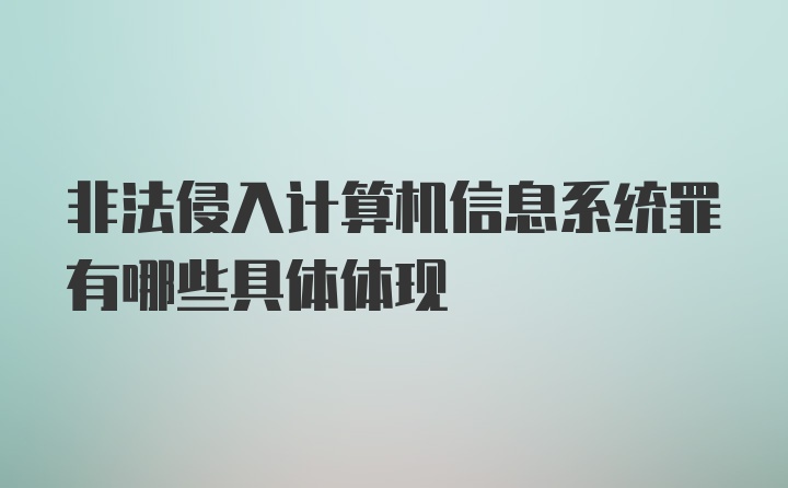 非法侵入计算机信息系统罪有哪些具体体现