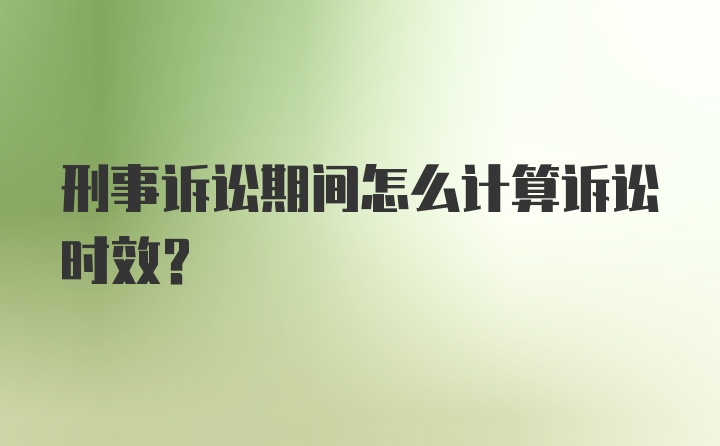 刑事诉讼期间怎么计算诉讼时效？