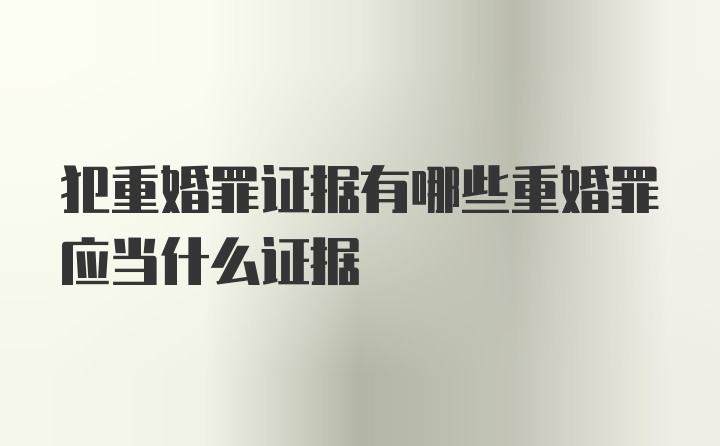 犯重婚罪证据有哪些重婚罪应当什么证据