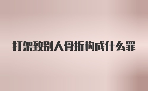 打架致别人骨折构成什么罪