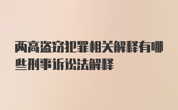 两高盗窃犯罪相关解释有哪些刑事诉讼法解释