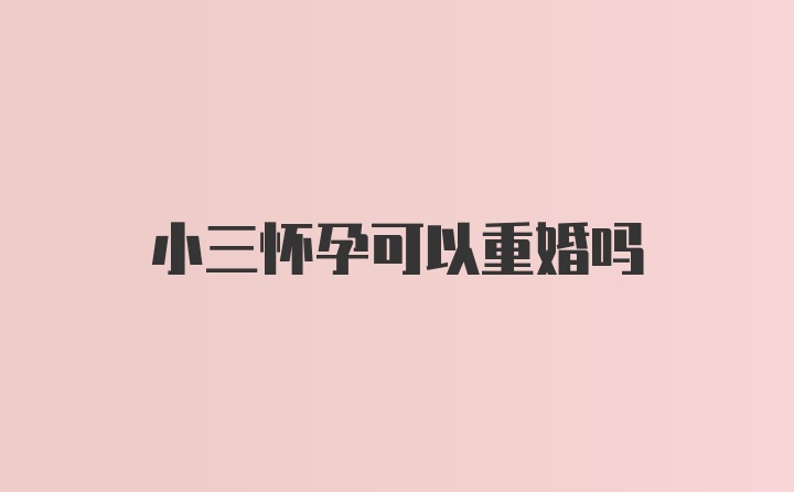 小三怀孕可以重婚吗