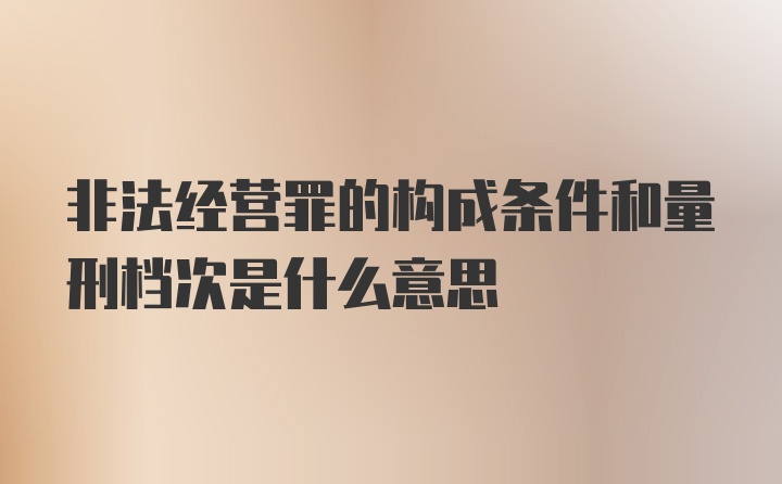 非法经营罪的构成条件和量刑档次是什么意思