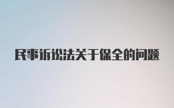 民事诉讼法关于保全的问题