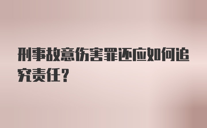 刑事故意伤害罪还应如何追究责任？