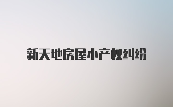 新天地房屋小产权纠纷