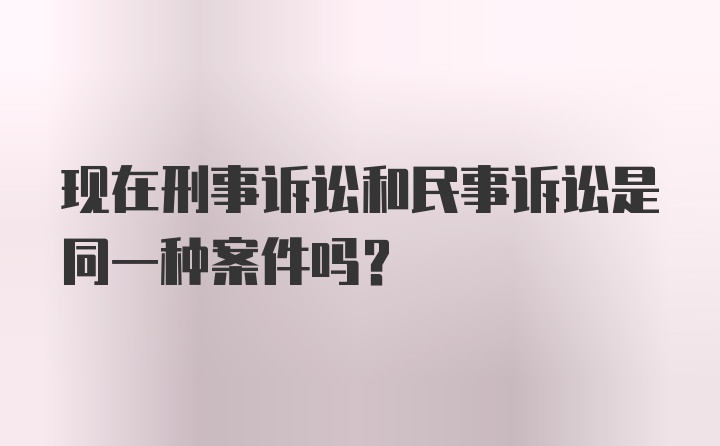 现在刑事诉讼和民事诉讼是同一种案件吗?