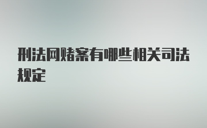 刑法网赌案有哪些相关司法规定