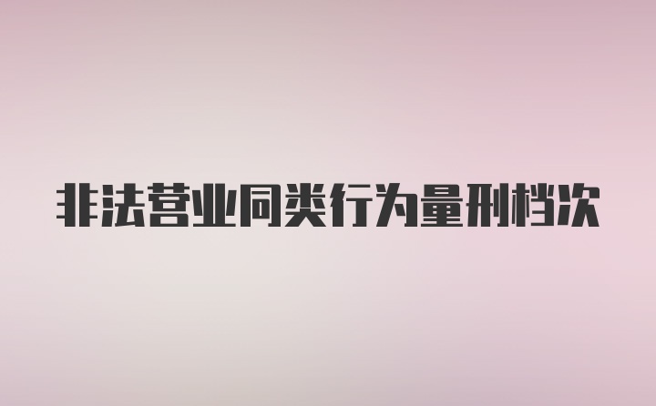 非法营业同类行为量刑档次