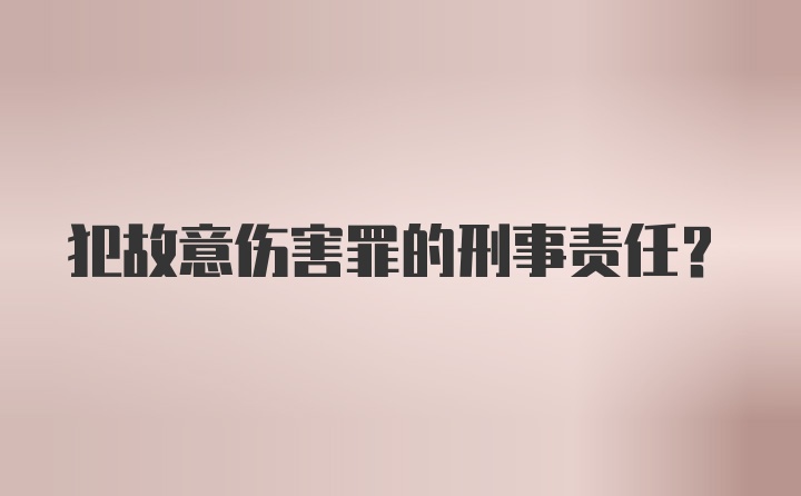 犯故意伤害罪的刑事责任？