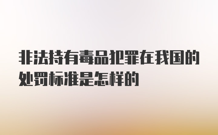 非法持有毒品犯罪在我国的处罚标准是怎样的