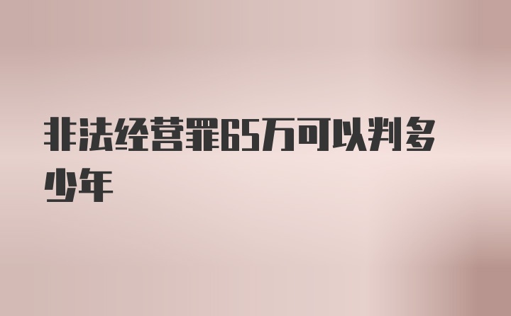 非法经营罪65万可以判多少年