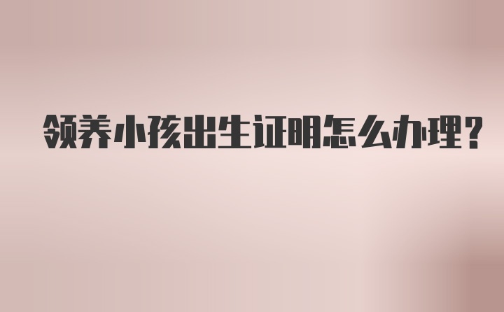 领养小孩出生证明怎么办理？