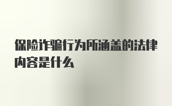 保险诈骗行为所涵盖的法律内容是什么