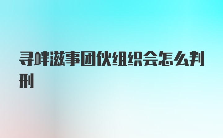 寻衅滋事团伙组织会怎么判刑