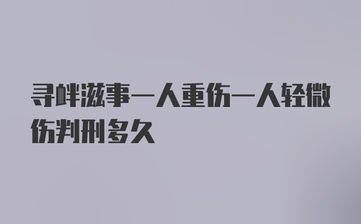 寻衅滋事一人重伤一人轻微伤判刑多久