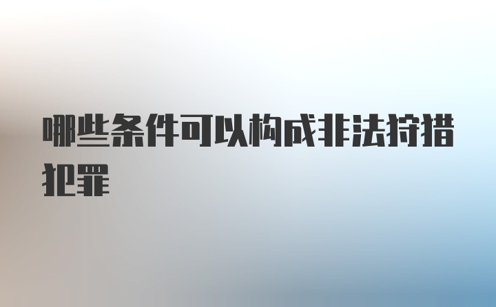 哪些条件可以构成非法狩猎犯罪