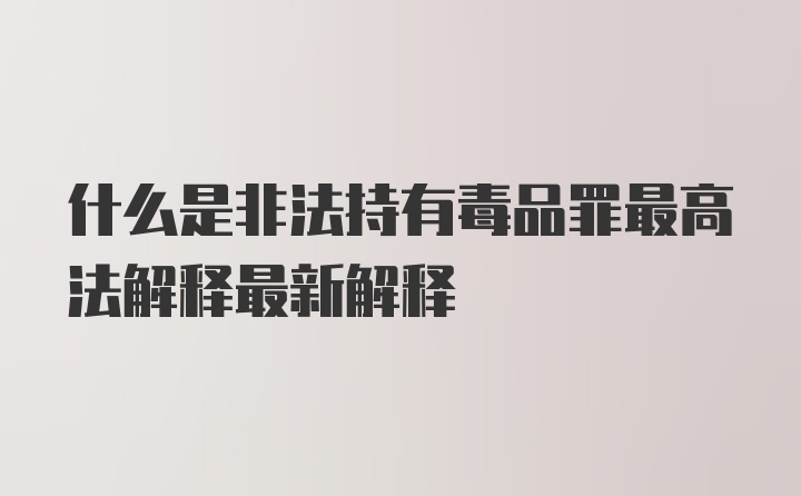 什么是非法持有毒品罪最高法解释最新解释