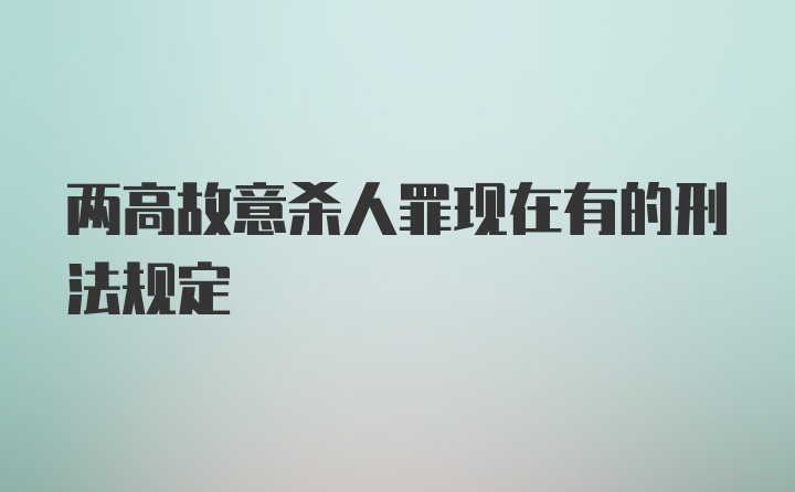 两高故意杀人罪现在有的刑法规定