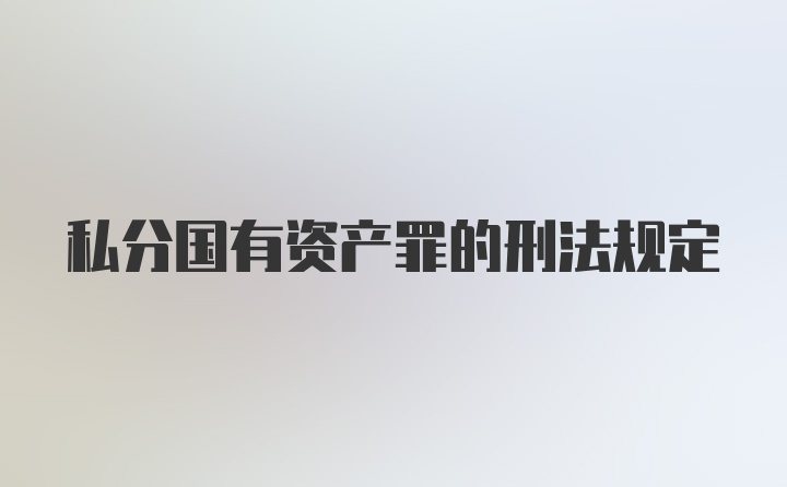 私分国有资产罪的刑法规定