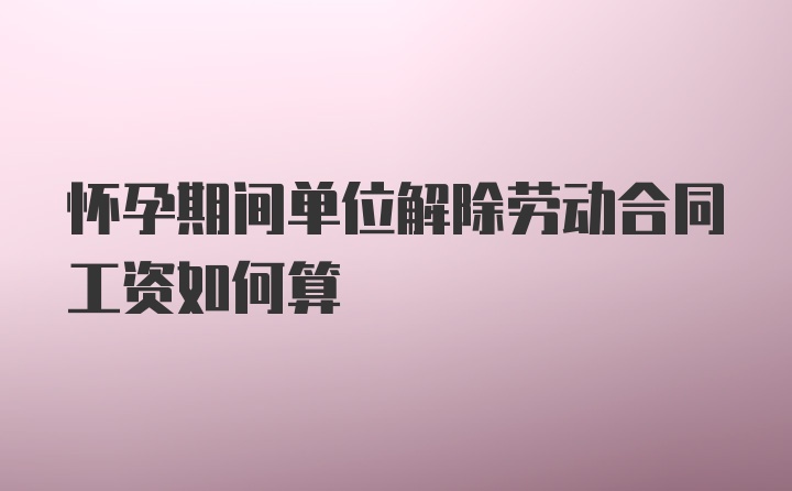 怀孕期间单位解除劳动合同工资如何算