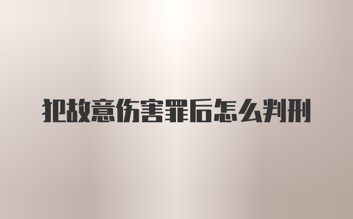 犯故意伤害罪后怎么判刑