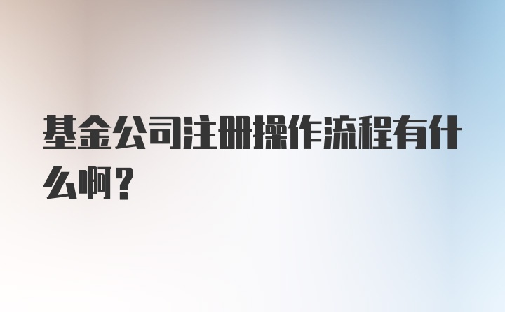 基金公司注册操作流程有什么啊？