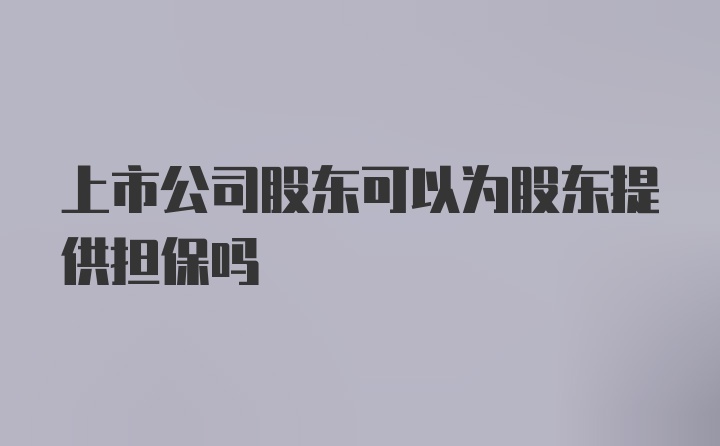 上市公司股东可以为股东提供担保吗