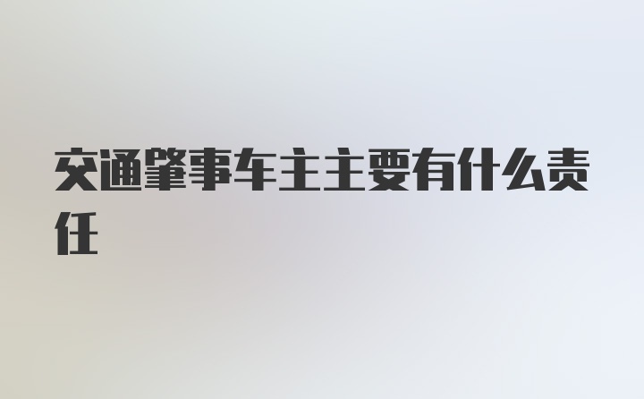 交通肇事车主主要有什么责任