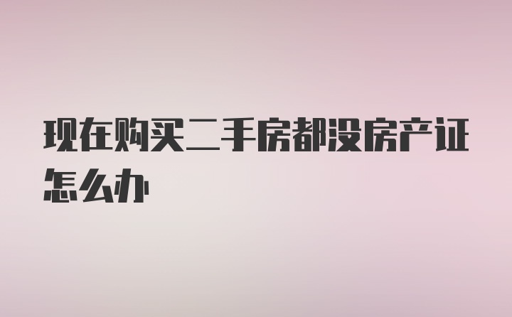 现在购买二手房都没房产证怎么办