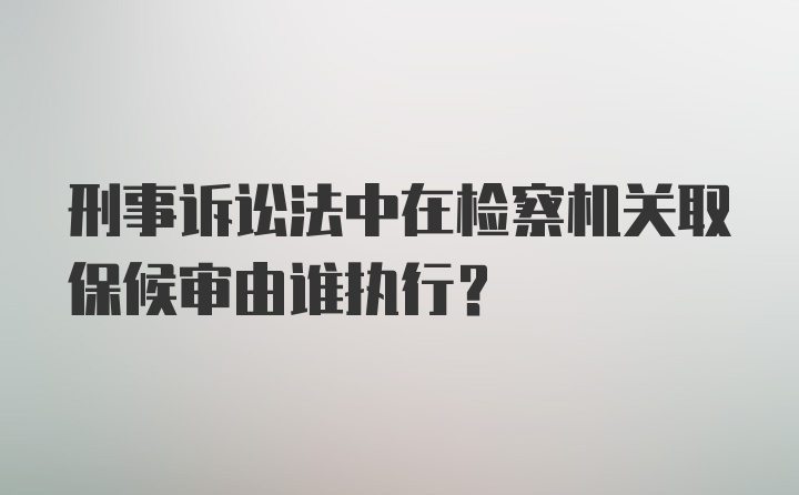 刑事诉讼法中在检察机关取保候审由谁执行?