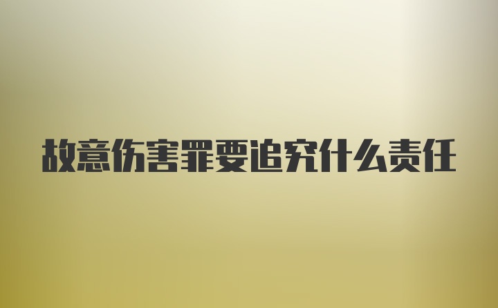 故意伤害罪要追究什么责任