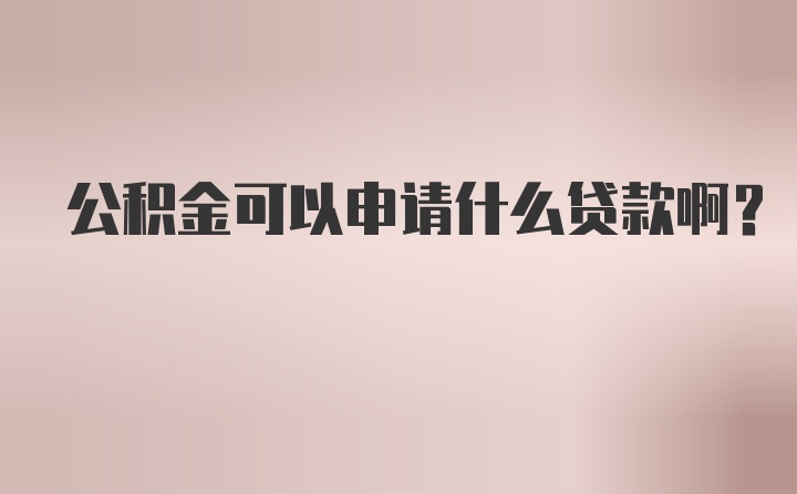 公积金可以申请什么贷款啊？